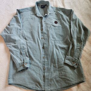 VTG 90s Three Rivers Oreo Cookie Mascot Denim Shirt Made in USA Men's M